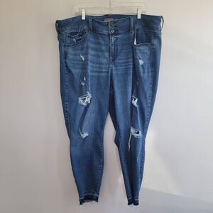Torrid super soft jegging distressed slim leg high rise minimalist neutral prepp